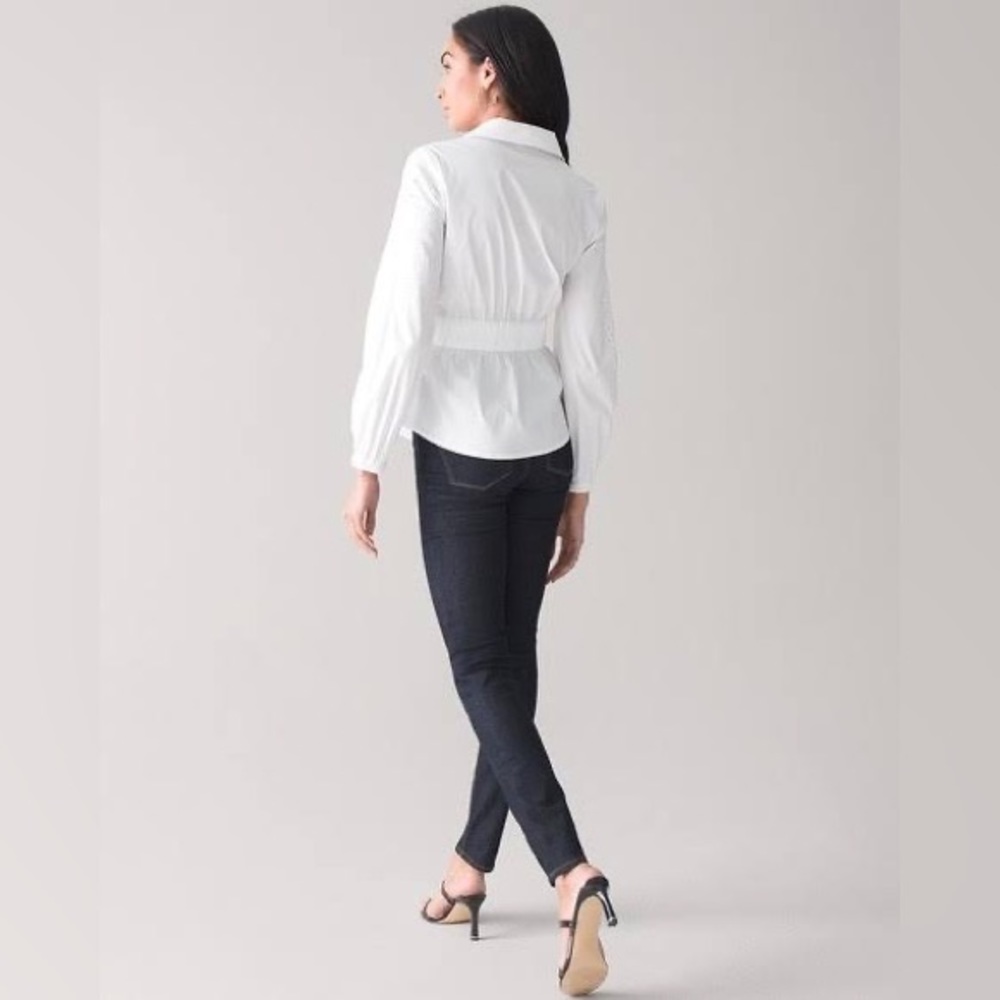 WHBM XL white Eyelet Poplin Tie Front shacket - Picture 3 of 9